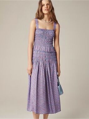 J. Crew Summer Fields Smocked Floral Midi Dress Small